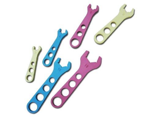 AN Wrench Set - Single End - 6 Piece - 3 AN to 12 AN - Aluminum - Multi Color Anodized - Kit