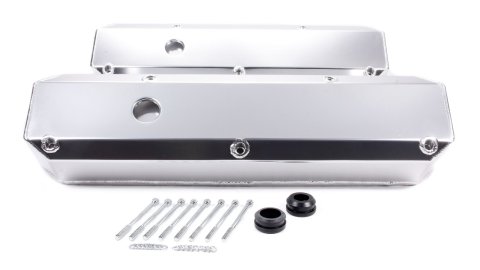 Valve Cover - Tall - 3.438 in Height - Breather Holes - Hardware Included - Fabricated Aluminum - Clear Anodized - Recessed Bolts - Small Block Mopar - Pair
