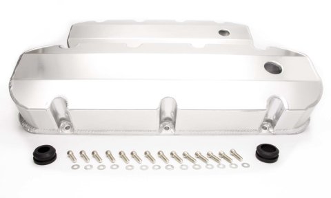 Valve Cover - Tall - 3.5 in Height - Breather Holes - Hardware Included - Fabricated Aluminum - Clear Anodized - Short Bolt - Big Block Chevy - Pair