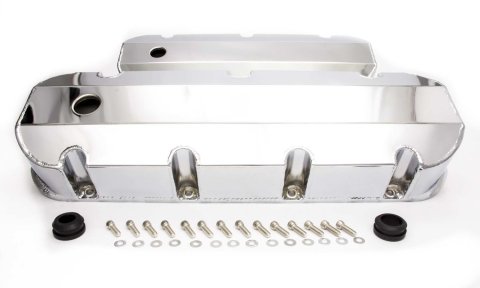 Valve Cover - Tall - 3.5 in Height - Breather Holes - Hardware Included - Fabricated Aluminum - Chrome - Short Bolt - Big Block Chevy - Pair