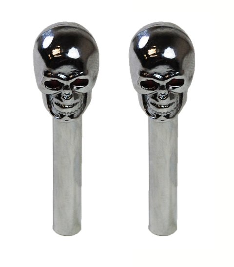 Door Lock Knobs - Skull - Plastic - Chrome - Pair