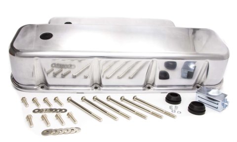 Valve Cover - Tall - 3.688 in Height - Baffled - Breather Holes - Hardware Included - Aluminum - Polished - Big Block Chevy - Pair