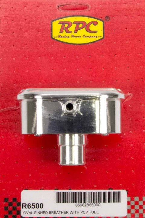 Breather - Nostalgic - Push-In - Oval - 1-1/4 in Hole - PCV Valve - Aluminum - Polished - Finned - Each