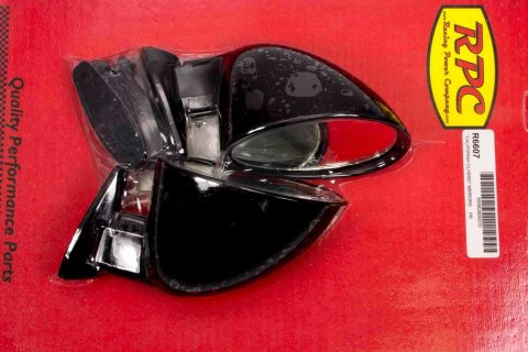 Mirror - California Classic - Side View - Oblique - 5 in Wide x 3 in Tall - Plastic - Black - Pair