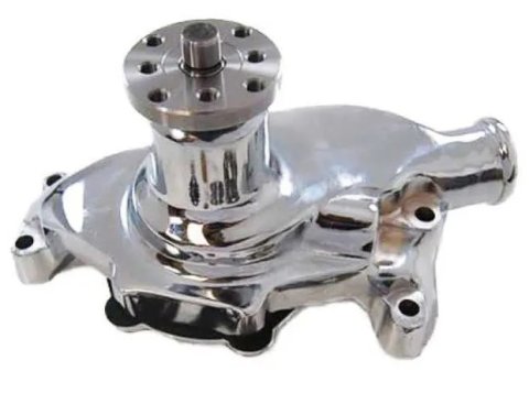 Water Pump - Mechanical - 5/8 in Pilot - Short Design - Aluminum - Chrome - Small Block Chevy - Each