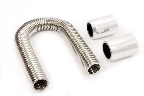 Radiator Hose Kit - 24 in Long - Polished End Caps - Stainless - Polished - Kit