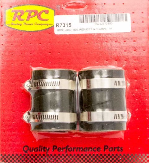 Radiator Hose Adapter - 2 to 1.5 in ID - Rubber - Black - Kit