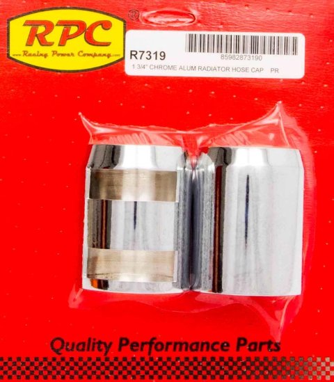 Radiator Hose End Cap - Aluminum - Chrome - Pair