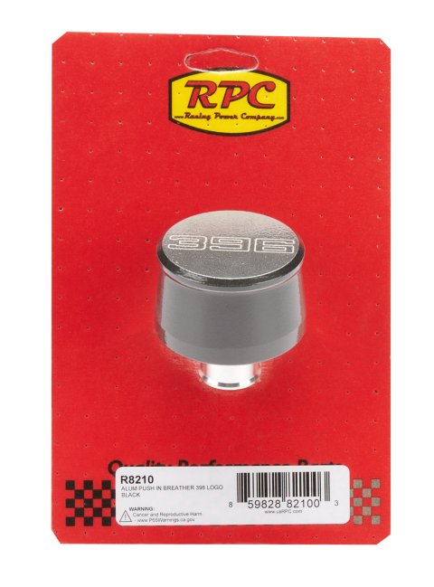 Breather - Push-In - Round - 1-1/4 in Hole - 396 Script Logo - Aluminum - Black Powder Coat - Each