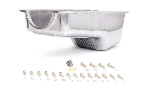Engine Oil Pan - Front Sump - Stock Depth - Aluminum - Polished - Small Block Ford - Each