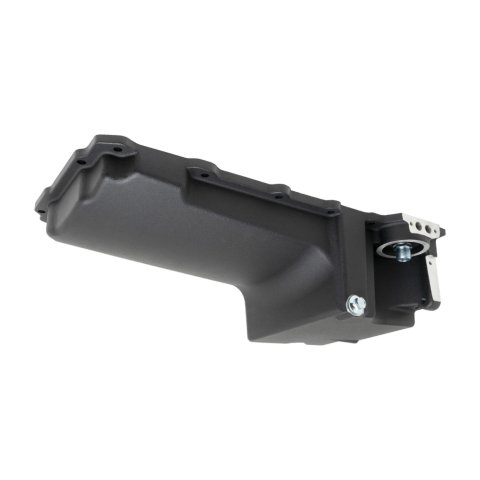 Engine Oil Pan - Rear Sump - 5.5 qt - Stock Depth - Aluminum - Black Powder Coat - GM LS-Series - Kit