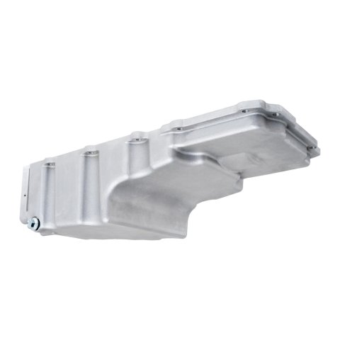 Engine Oil Pan - Retro Fit - Rear Sump - 6 qt - 5.45 in Depth - Pickup Included - Aluminum - Satin - GM LS-Series - Kit