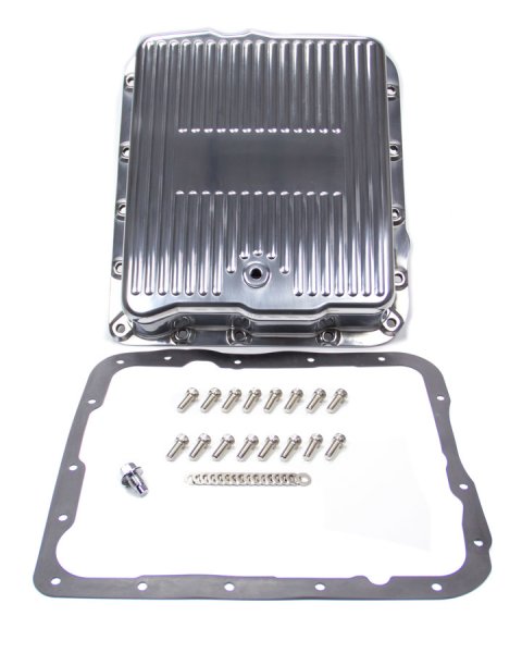 Transmission Pan - Stock Sump - Ribbed - Aluminum - Polished - 4L60E / 700R4 - Each