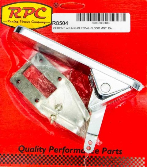 Pedal Assembly - Rectangle - Gas - Floor Mount - Aluminum - Chrome - Universal - Kit
