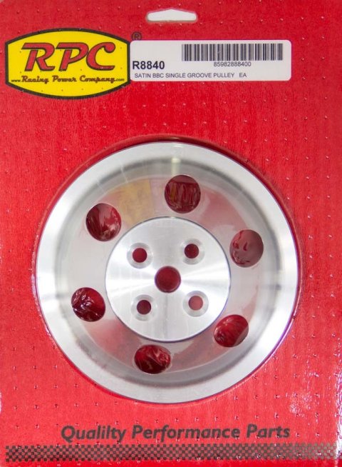 Water Pump Pulley - V-Belt - 1 Groove - 6.6 in Diameter - Aluminum - Satin - Short Water Pump - Big Block Chevy - Each
