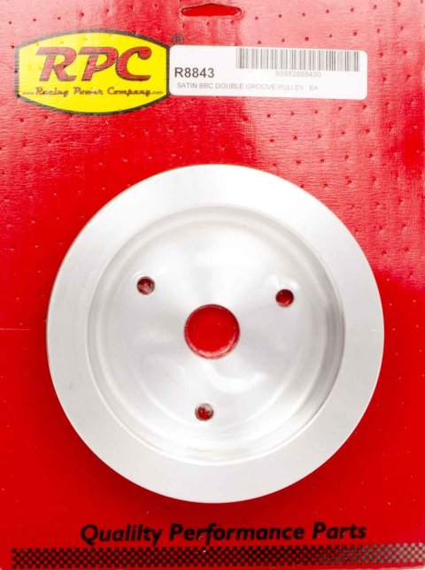 Crankshaft Pulley - V-Belt - 2 Groove - 6.6 in Diameter - Aluminum - Satin - Short Water Pump - Big Block Chevy - Each