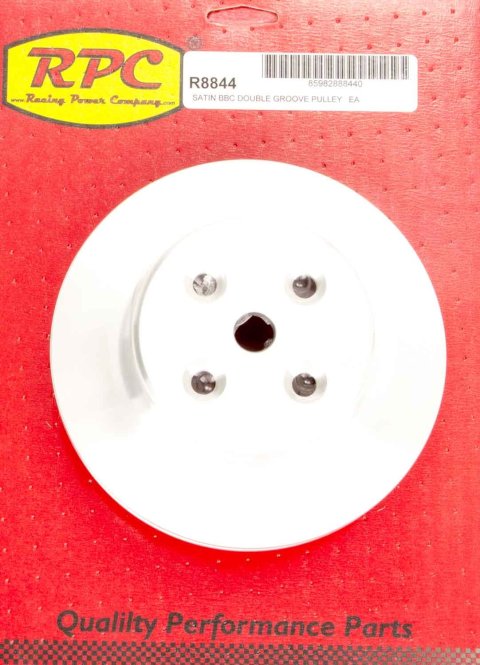 Water Pump Pulley - V-Belt - 2 Groove - 6.6 in Diameter - Aluminum - Satin - Long Water Pump - Big Block Chevy - Each
