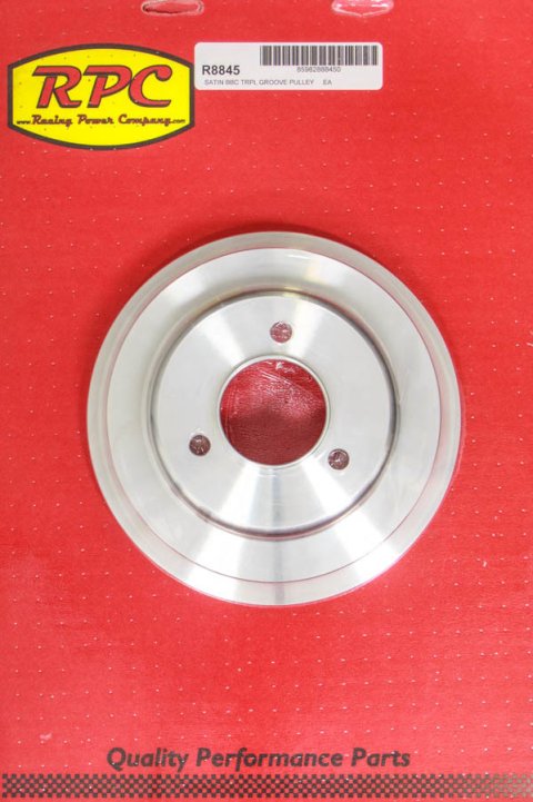 Crankshaft Pulley - V-Belt - 3 Groove - 7.8 in Diameter - Aluminum - Satin - Long Water Pump - Big Block Chevy - Each
