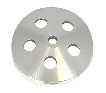 Power Steering Pump Pulley - V-Belt - 1 Groove - Bolt-On - 5.875 in Diameter - Aluminum - Polished - Saginaw - Each