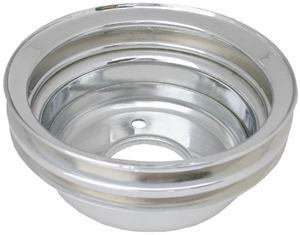 Crankshaft Pulley - V-Belt - 2 Groove - 6.625 in Diameter - 2.75 in Wide - Steel - Chrome - Small Block Ford - Each