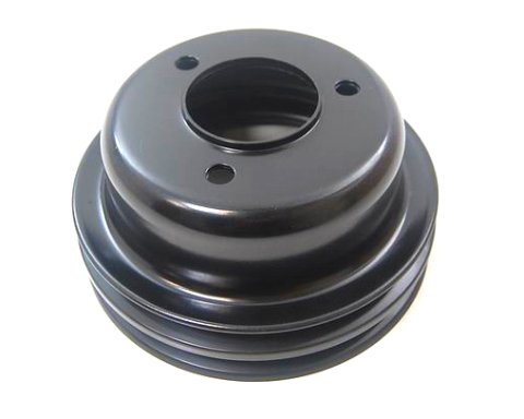 Crankshaft Pulley - V-Belt - 2 Groove - 6.625 in Diameter - 2.75 in Wide - Steel - Black Paint - Small Block Ford - Each
