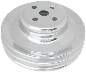 Water Pump Pulley - V-Belt - 2 Groove - 5.88 in Diameter - Steel - Chrome - Small Block Ford - Each