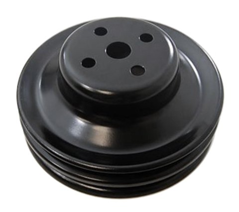 Water Pump Pulley - V-Belt - 2 Groove - 5.88 in Diameter - Aluminum - Black Powder Coat - Small Block Ford - Each