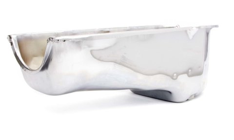 Engine Oil Pan - Rear Sump - 4 qt - Stock Depth - Steel - Chrome - 2-Piece Seal - Small Block Chevy - Each