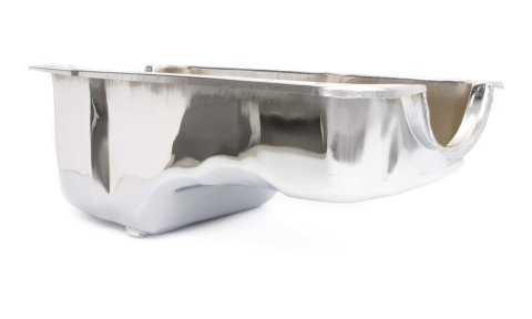 Engine Oil Pan - Front Sump - Stock Depth - Steel - Chrome - Small Block Ford - Each