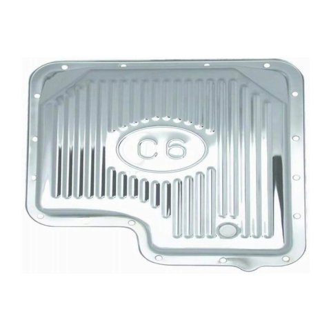 Transmission Pan - Stock Sump - Ribbed - Steel - Chrome - C6 - Each