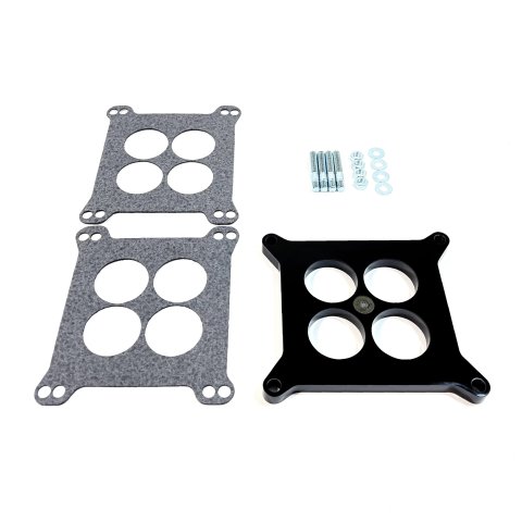 Carburetor Spacer - 0.5 in Thick - 4 Hole - Square Bore - Gaskets / Hardware Included - Phenolic - Black - Each
