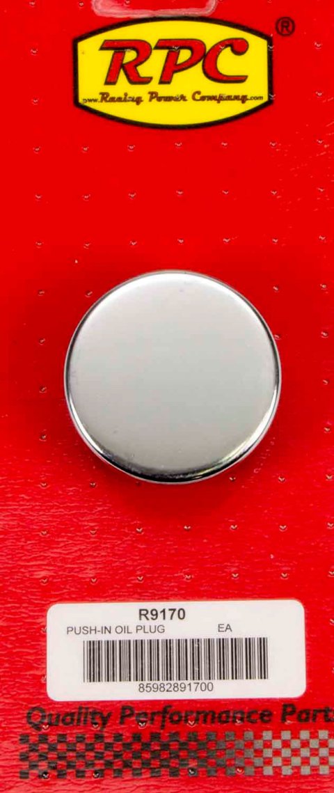 Oil Fill Cap - Push-In - Round - 1-1/4 in Valve Cover Hole - Steel - Chrome - Each