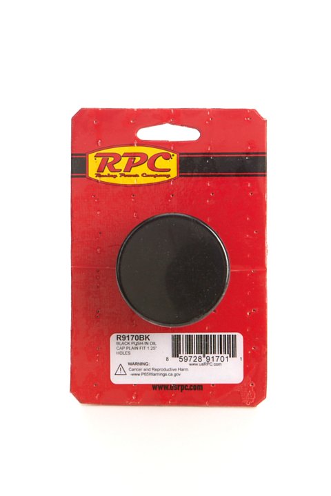 Oil Fill Cap - Push-In - Round - 1-1/4 in Valve Cover Hole - Steel - Black Paint - Each