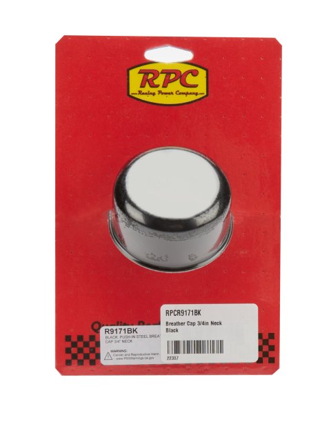 Breather - Push-In - Round - 3/4 in Hole - Steel - Black Paint - Each
