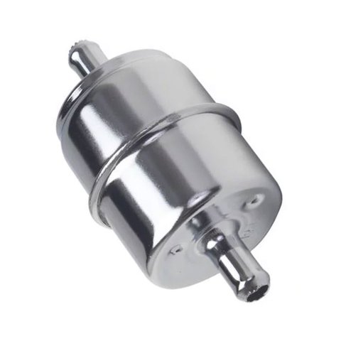 Fuel Filter - In-Line - 10 Micron - Disposable - Paper Element - 5/16 in Hose Barb Inlet / Outlet - Steel - Black Paint - Each