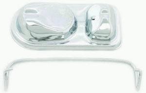 Master Cylinder Cap - Single Bail - 2.75 x 5.75 in - Steel - Chrome - Ford Master Cylinders 1973-83 - Each