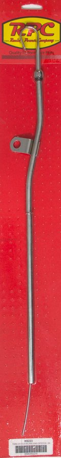 Engine Oil Dipstick - Solid Tube - Timing Cover Mount - 20.5 in Long - Steel - Chrome - Ford Cleveland / Modified - Each
