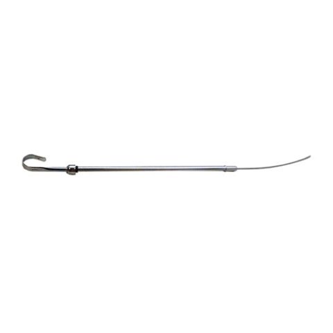Engine Oil Dipstick - Solid Tube - Block Mount - 21 in Long - Steel - Chrome - Small Block Mopar - Each