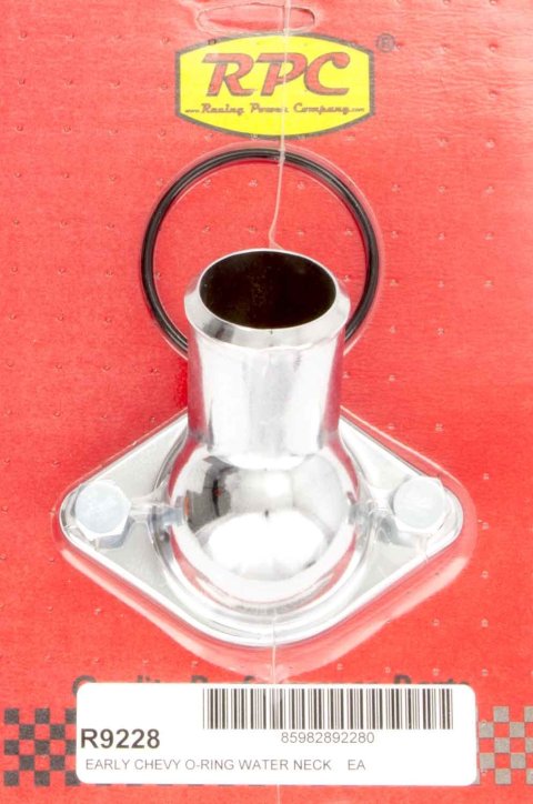 Water Neck - 45 Degree - 1-1/2 in ID Hose - O-Ring - Hardware Included - Steel - Chrome - Chevy V8 - Each