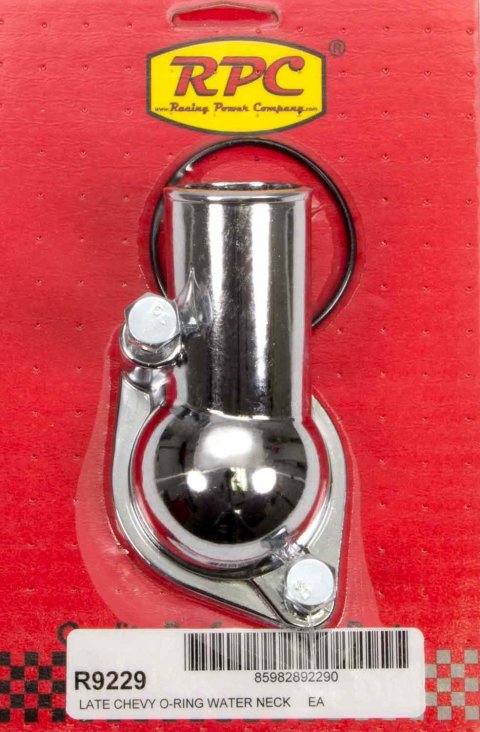 Water Neck - 75 Degree - 1-1/2 in ID Hose - O-Ring - Hardware Included - Steel - Chrome - Chevy V8 - Each
