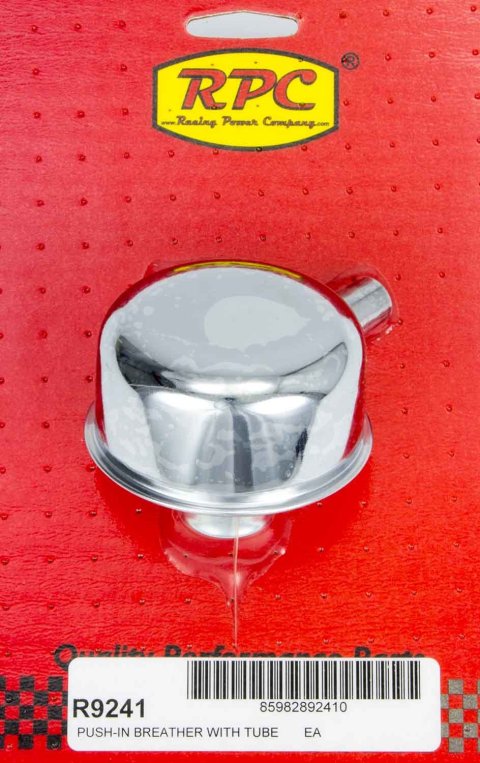 Breather - Push-In - Round - 1-1/4 in Hole - 3/8 in Hose Evacuation Fitting - Steel - Chrome - Each
