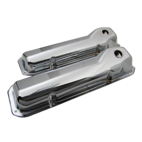 Valve Cover - Tall - 3.625 in Height - Baffled - Breather Holes - Grommets Included - Steel - Chrome - Ford Cleveland / Modified - Pair