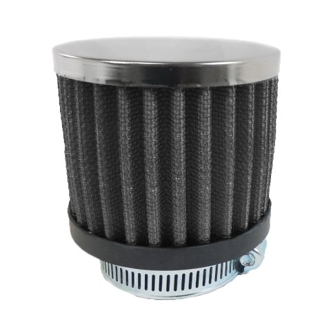 Breather - Clamp-On - Round - 1-1/2 in OD Tube - Reusable - Black Element - Rubber / Steel - Black / Chrome - Each