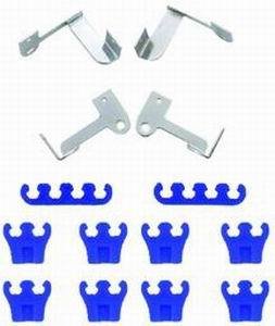 Spark Plug Wire Loom - Race Car - Valve Cover Mount - 7-9 mm - Chrome Bracket Included - Plastic - Blue - Clip Style - Kit