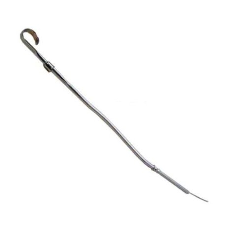 Engine Oil Dipstick - Solid Tube - Block Mount - 20 in Long - Steel - Chrome - Oldsmobile V8 - Each