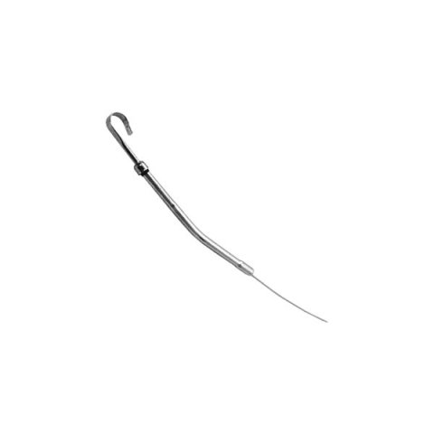 Engine Oil Dipstick - Solid Tube - Block Mount - 17.5 in Long - Steel - Chrome - Pontiac V8 - Each