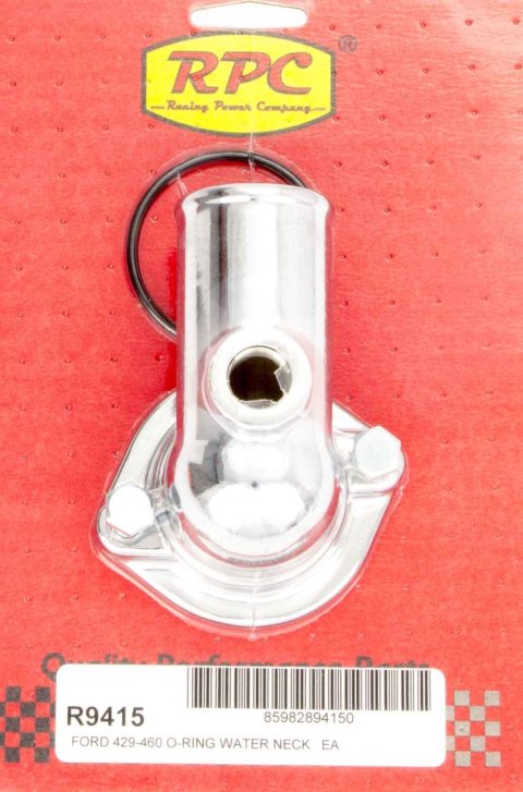 Water Neck - 90 Degree - 1-1/2 in ID Hose - O-Ring - Steel - Chrome - Big Block Ford - Each
