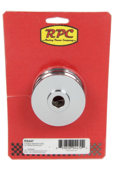 Alternator Pulley - V-Belt - 2 Groove - 2.813 in Diameter - Steel - Chrome - GM V8 - Each