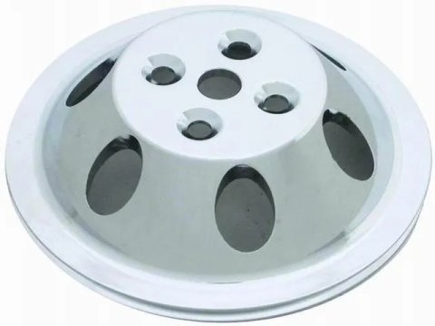 Water Pump Pulley - V-Belt - 1 Groove - 6.6 in Diameter - Aluminum - Polished - Short Water Pump - Small Block Chevy - Each