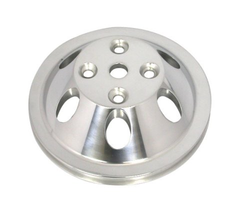 Water Pump Pulley - V-Belt - 1 Groove - 6.6 in Diameter - Aluminum - Polished - Long Water Pump - Small Block Chevy - Each